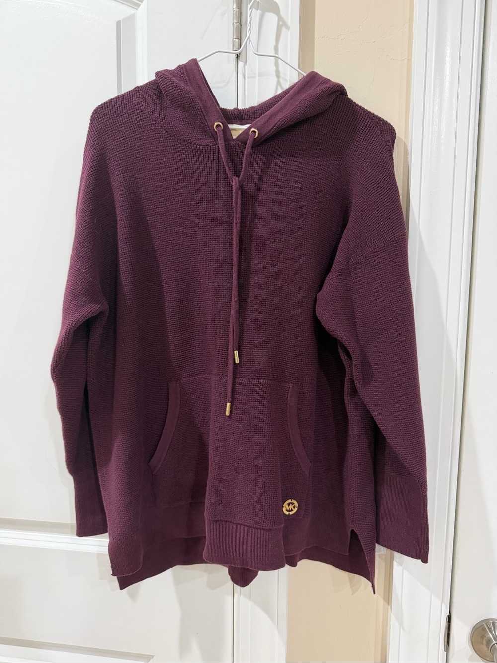 Michael Kors Plum Knit Hooded Pullover Sweater 1X